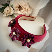 Load image into Gallery viewer, Charlotte floral headband red/ burgundy