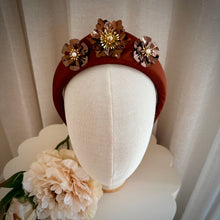 Load image into Gallery viewer, Charlotte floral headband brown