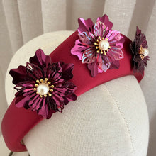 Load image into Gallery viewer, Charlotte floral headband red/ burgundy
